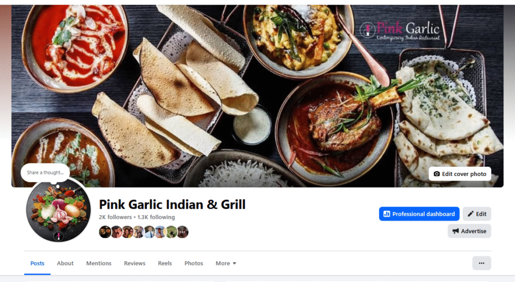 Facebook Marketing Pink Garlic Indian & Gril