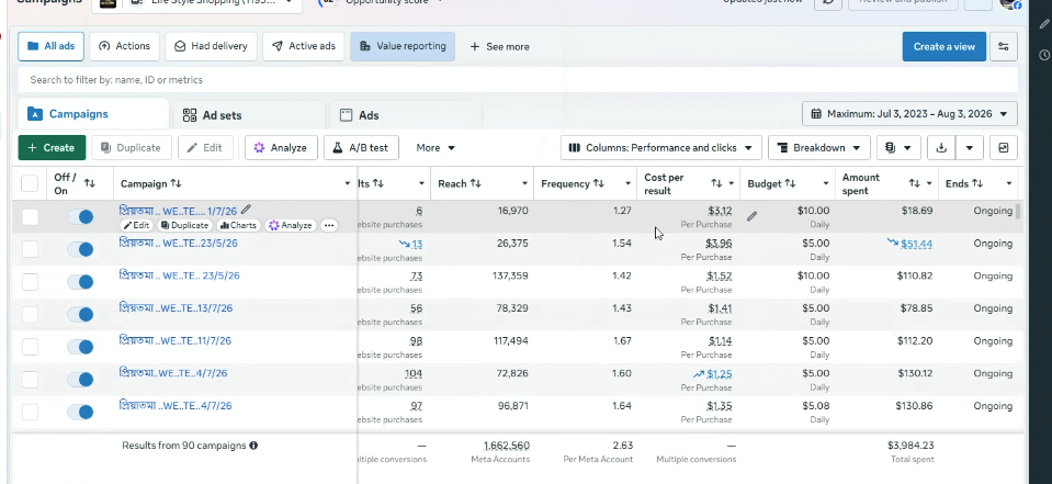 Meta Ads Campaign Management & Performance Optimization